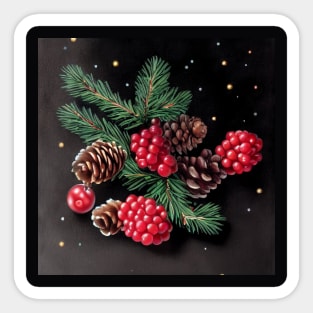 Christmas Pine cones, pine branches, berries, Christmas Decoration Sticker